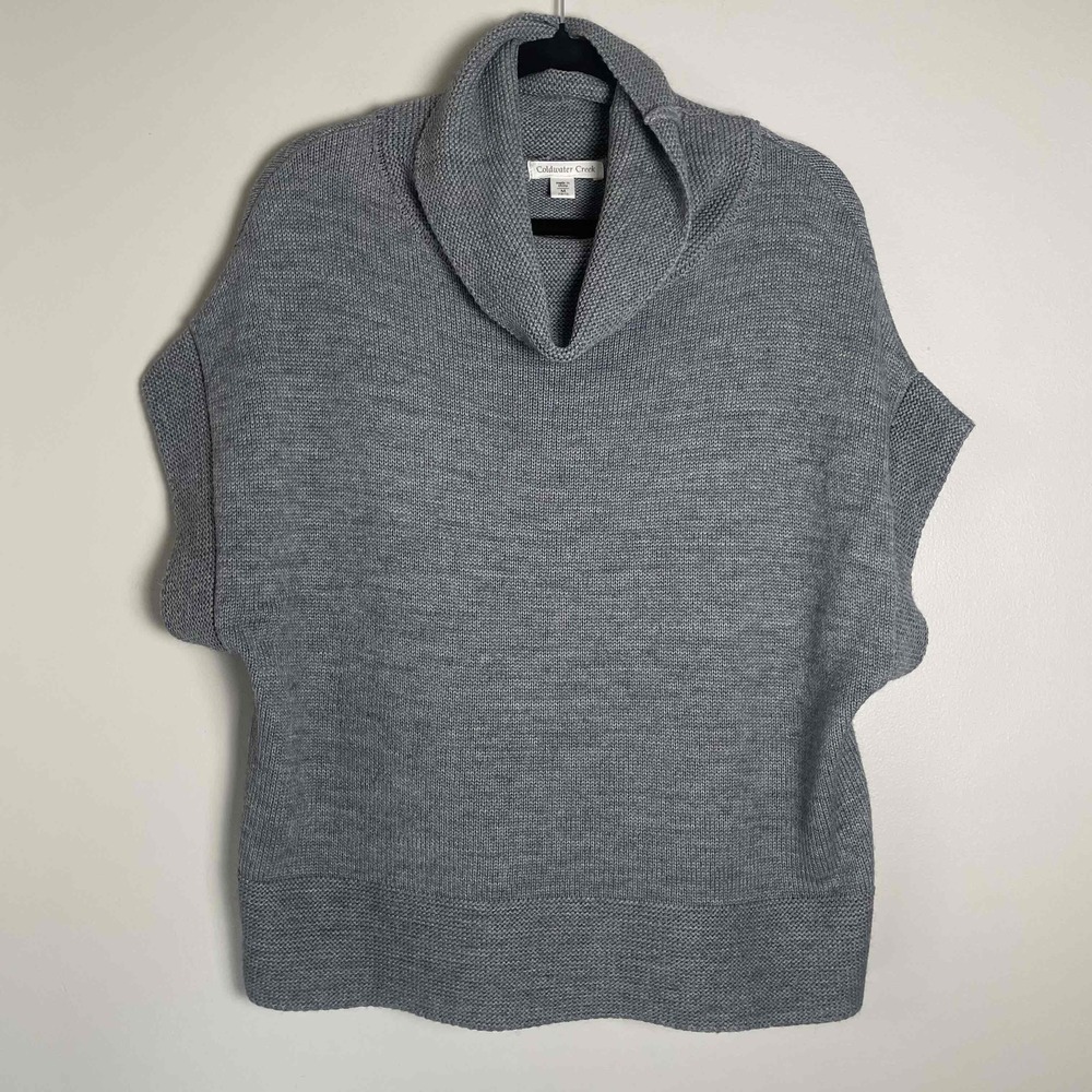 Coldwater Creek Women's Cowl Neck Dolman Sleeve Cabin Core Grey Knit Sweater‎ M